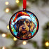Dachshund Wirehaired in Santa Hat Suncatcher Decoration